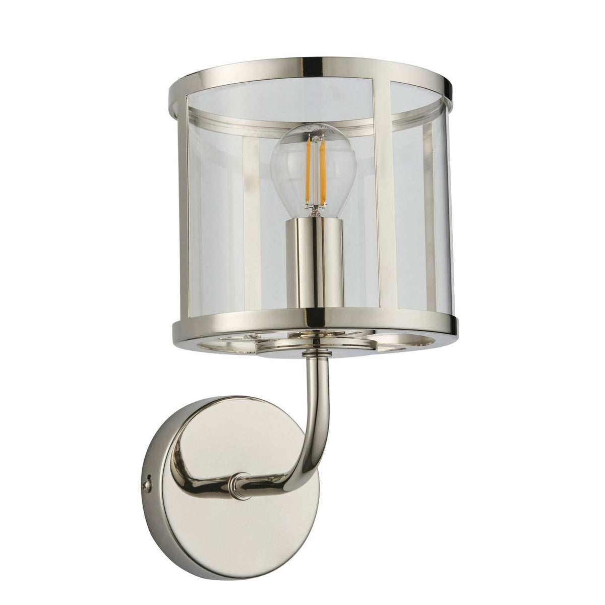 Hopton Wall Light in Bright Nickel & Clear Glass