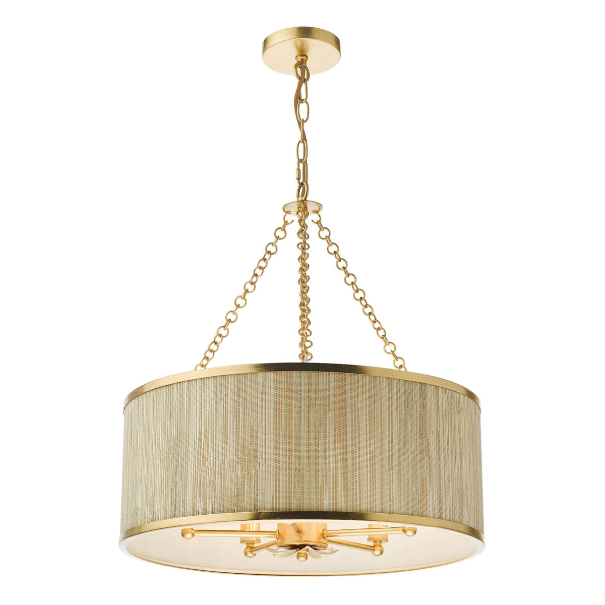 Fenella 5 Light Pendant in Gold Leaf With Seagrass Shade