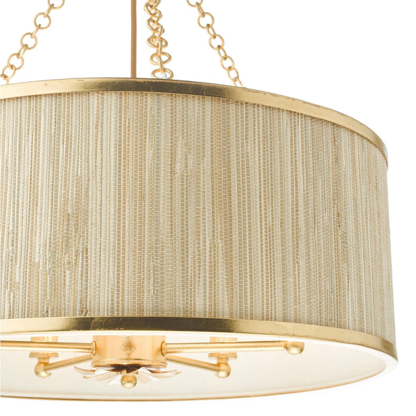 Fenella 5 Light Pendant in Gold Leaf With Seagrass Shade