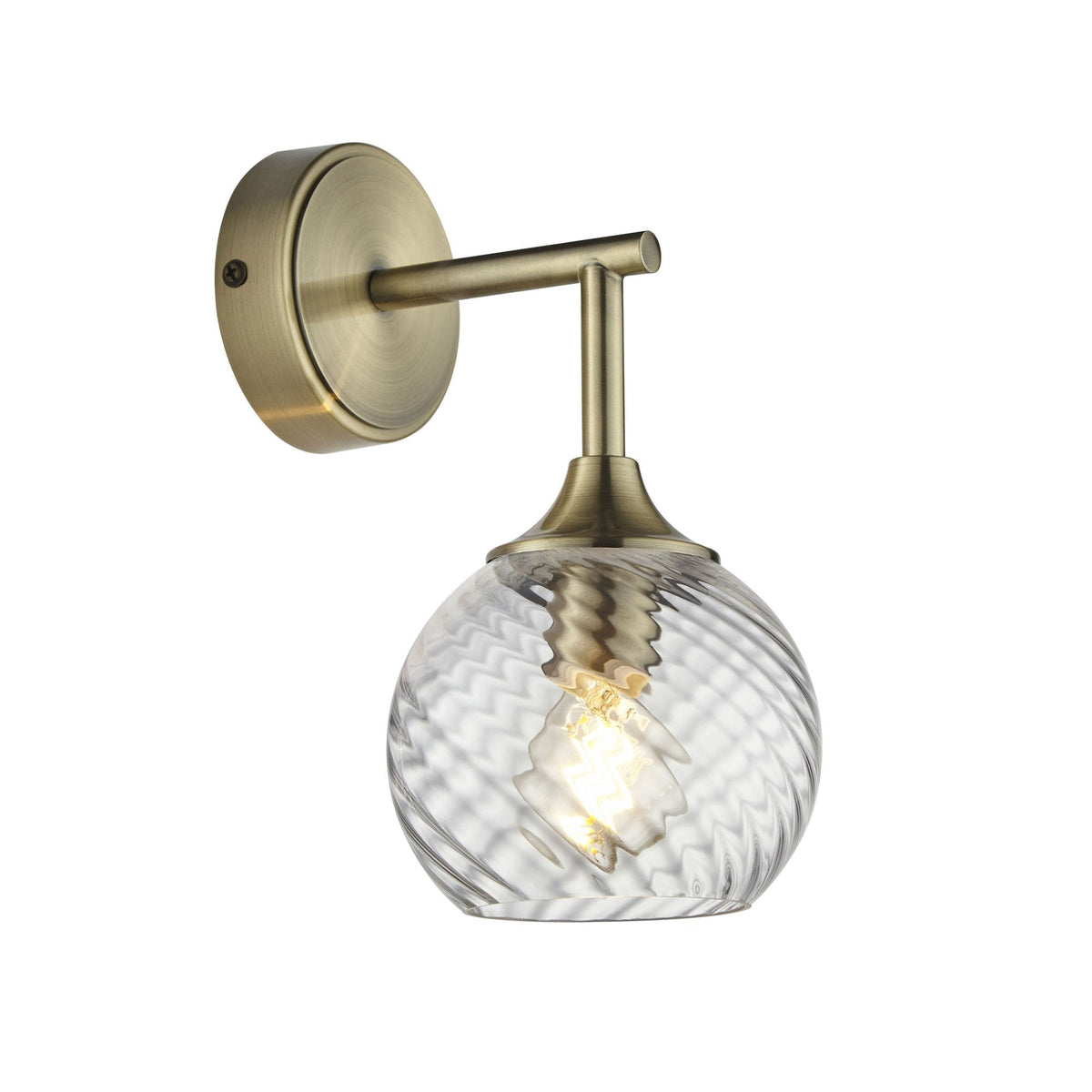 Allegra Wall Light in Antique Brass with Twisted Glass Shade