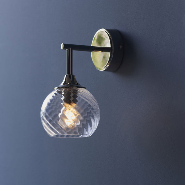 Allegra Wall Light in Bright Nickel with Twisted Glass Shade