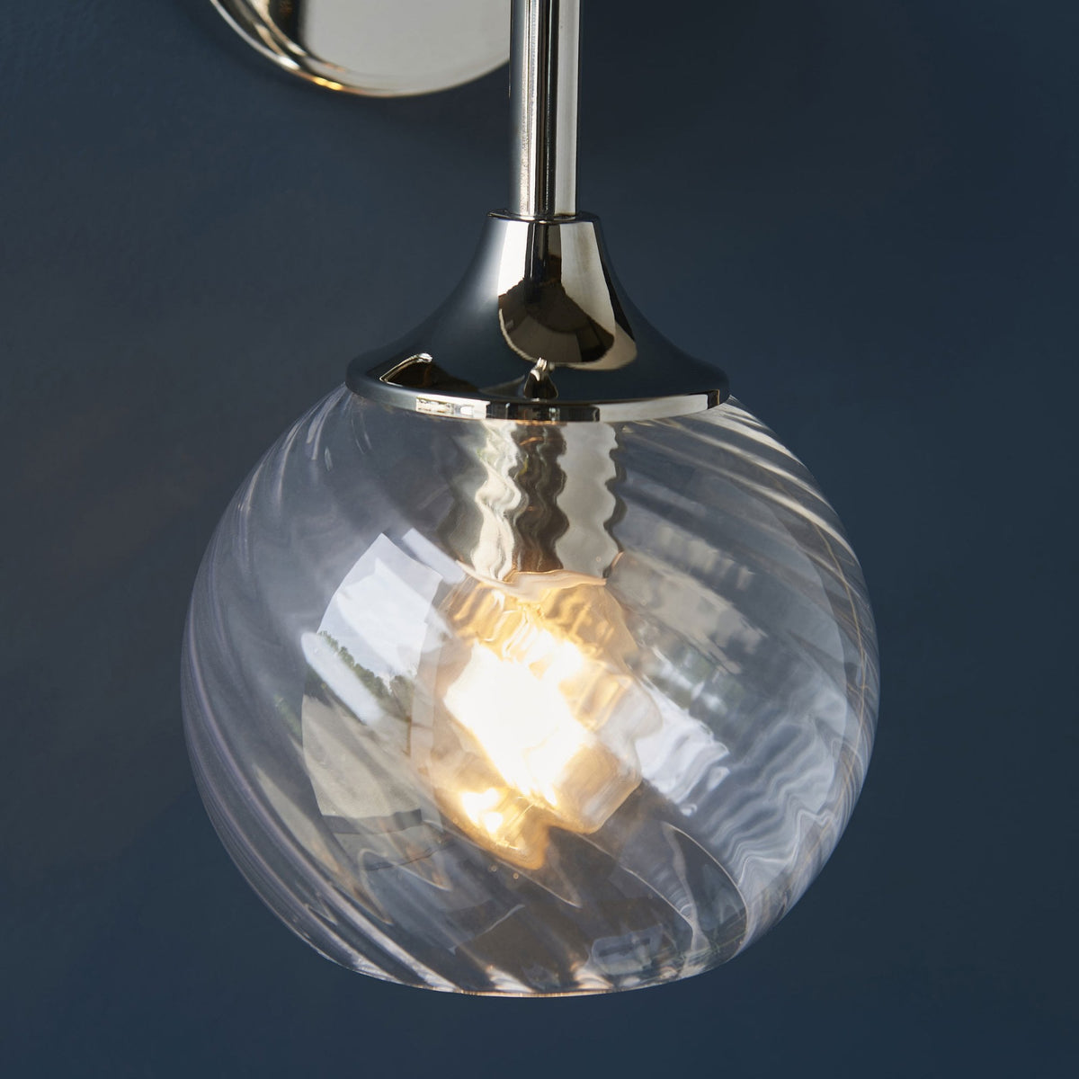 Allegra Wall Light in Bright Nickel with Twisted Glass Shade