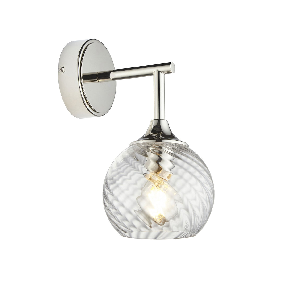 Allegra Wall Light in Bright Nickel with Twisted Glass Shade