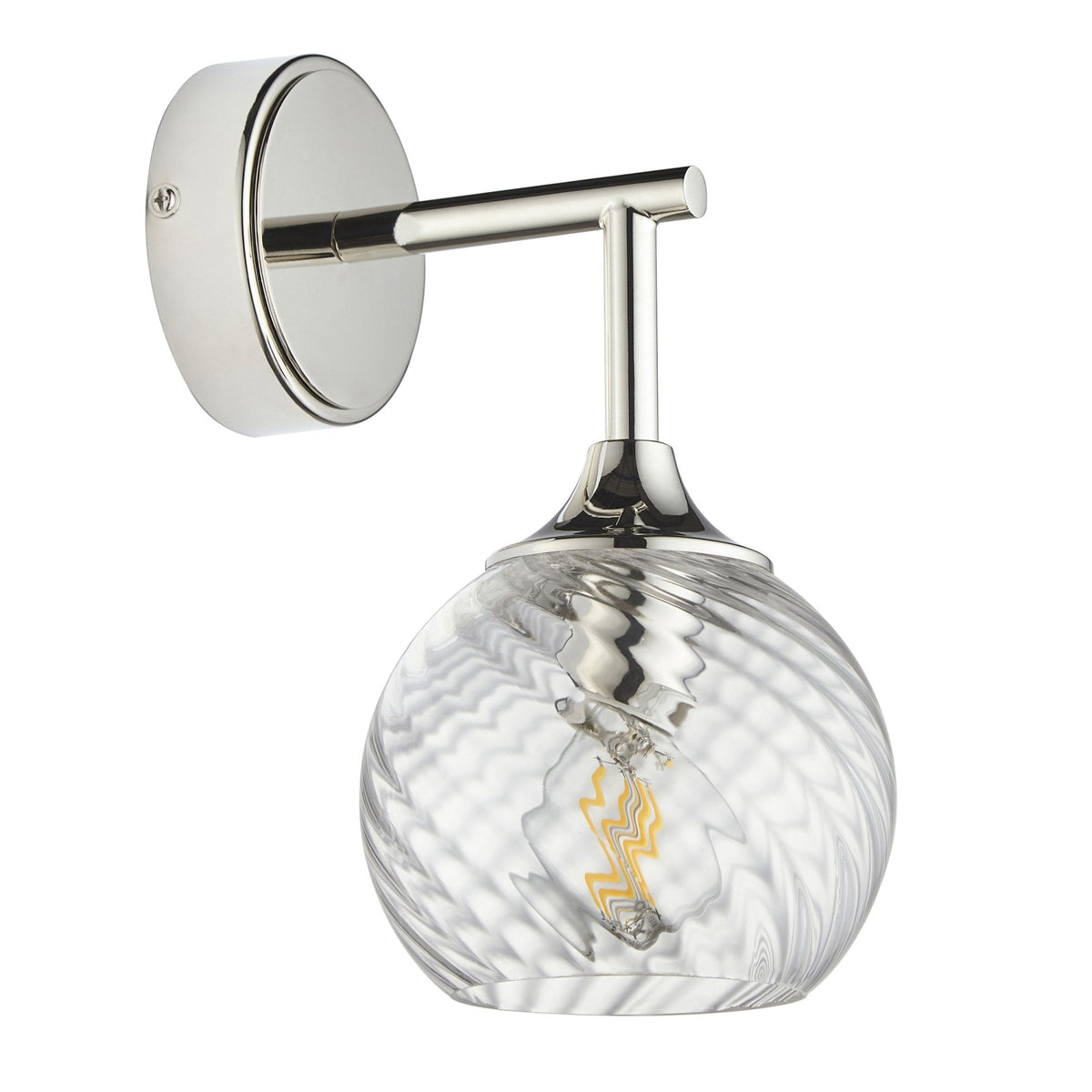 Allegra Wall Light in Bright Nickel with Twisted Glass Shade