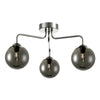 Feya 3 Light Semi Flush Ceiling In Polished Chrome Light With Smoked Glass Shades