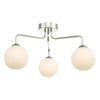 Feya 3 Light Semi Flush Ceiling Light In Polished Chrome With Opal Glass Shades