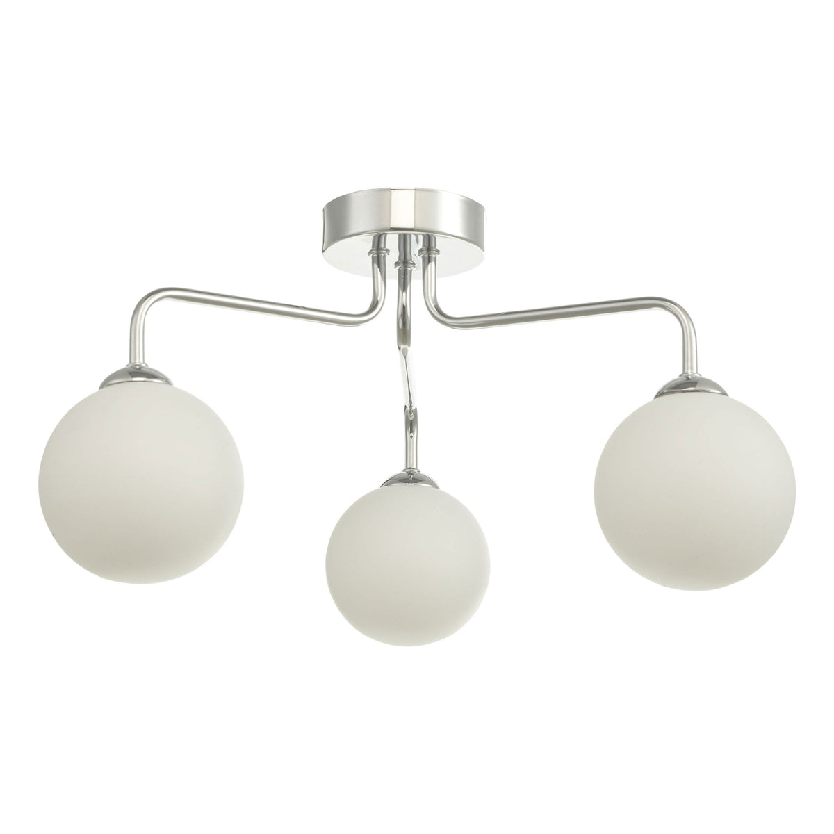 Feya 3 Light Semi Flush Ceiling Light In Polished Chrome With Opal Glass Shades