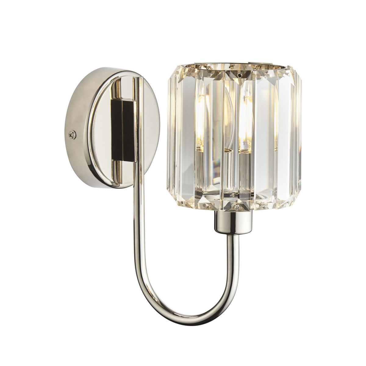 Berenice Wall Light in Polished Nickel with Clear Cut Faceted Glass