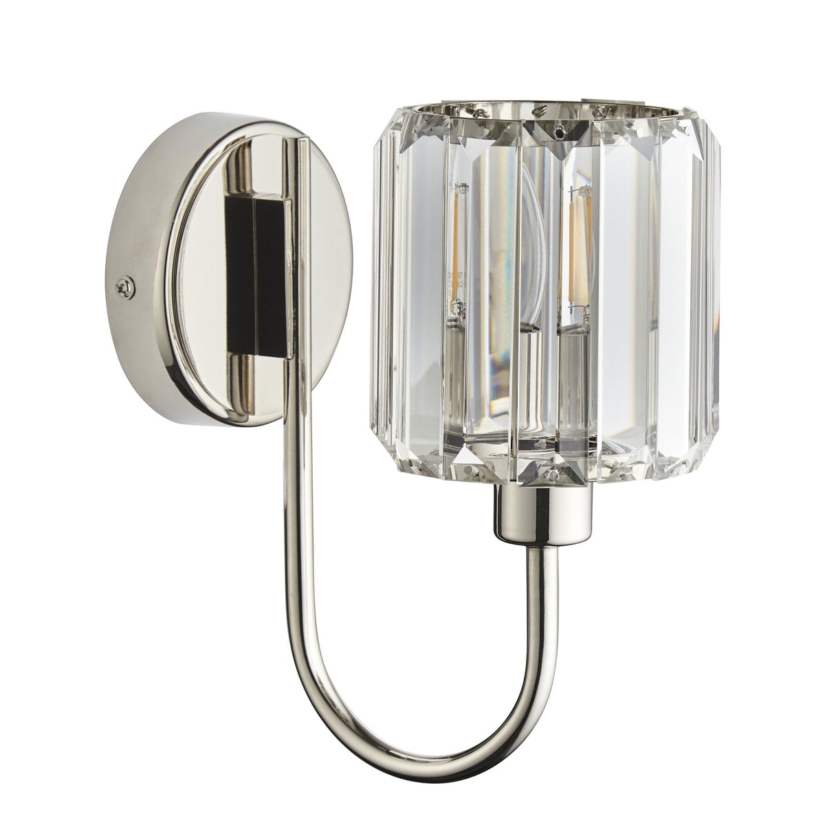 Berenice Wall Light in Polished Nickel with Clear Cut Faceted Glass