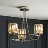 Berenice Three Arm Semi Flush Light in Polished Nickel with Clear Cut Faceted Glass