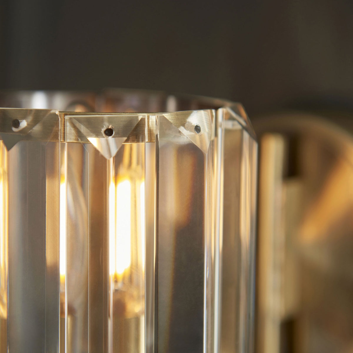 Berenice Wall Light in Antique Brass with Clear Cut Faceted Glass