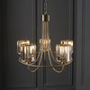 Berenice Five Light Pendant in Antique Brass with Clear Cut Faceted Glass