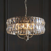 Clifton Three Light Pendant Chandelier in Bright Nickel with Clear Cut Faceted Glass