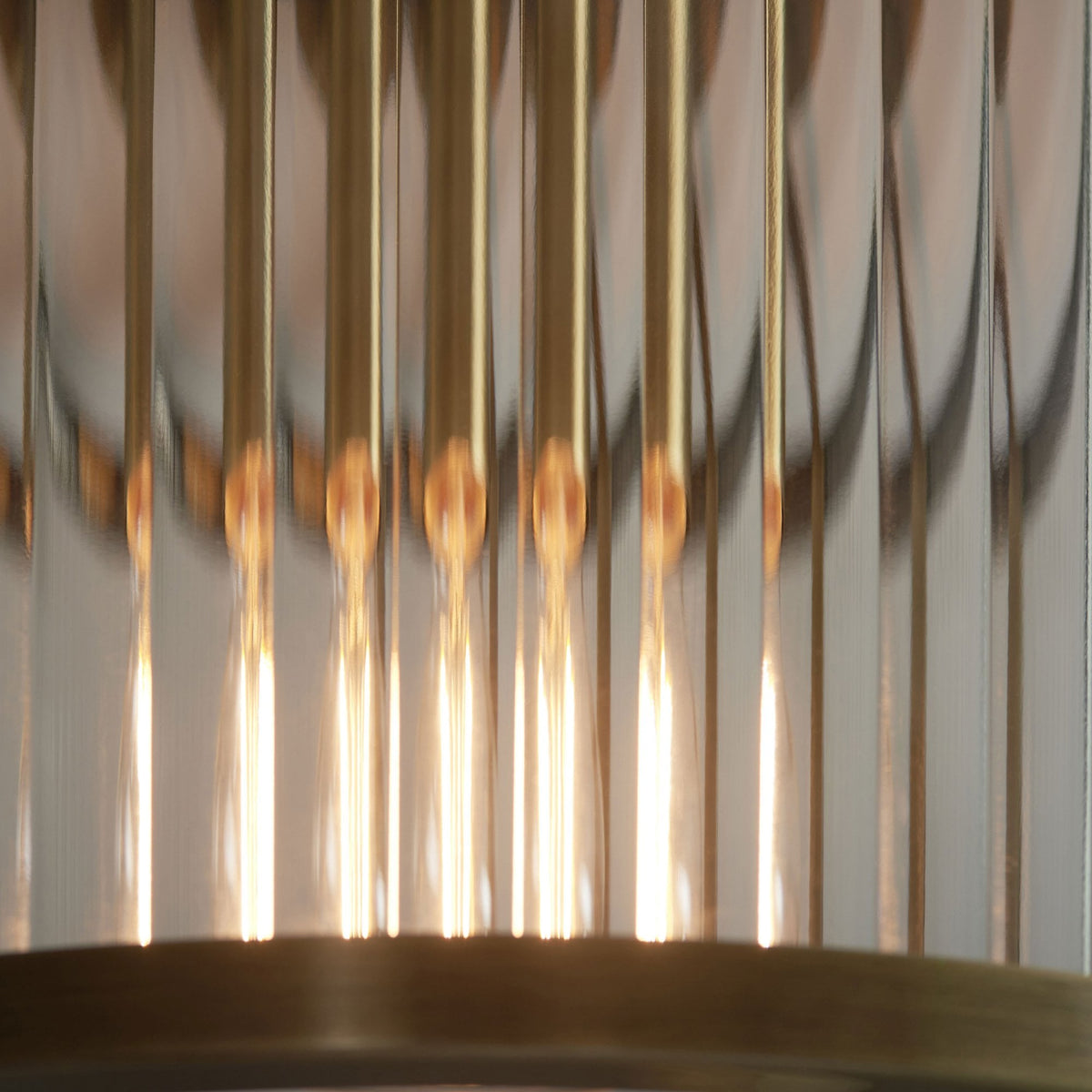 Ridgeton Flush Ceiling Light in Antique Brass & Clear Ribbed Glass