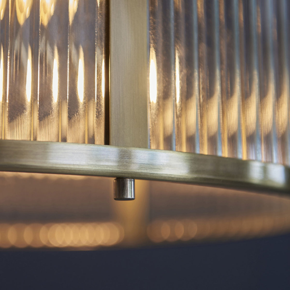Ridgeton Pendant Light in Antique Brass & Clear Ribbed Glass