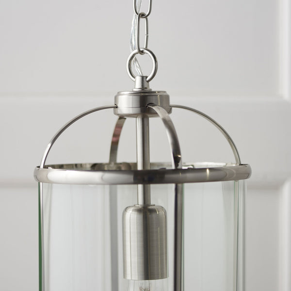 Lambeth Single Pendant in Satin Nickel with Clear Glass