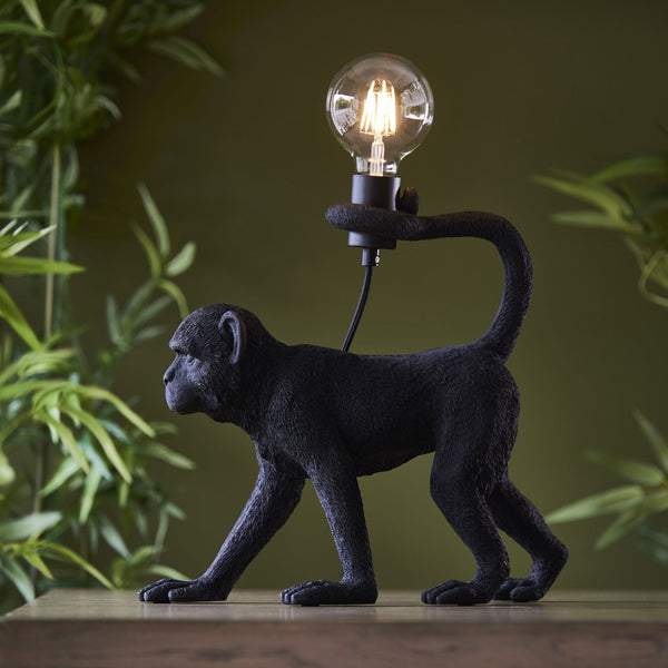 Capuchin Monkey Table Lamp in Matt Black