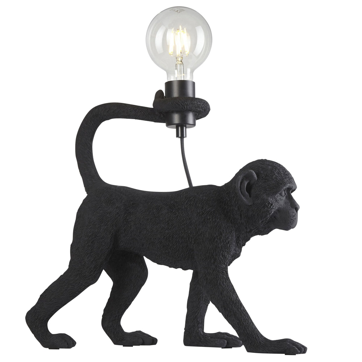 Capuchin Monkey Table Lamp in Matt Black