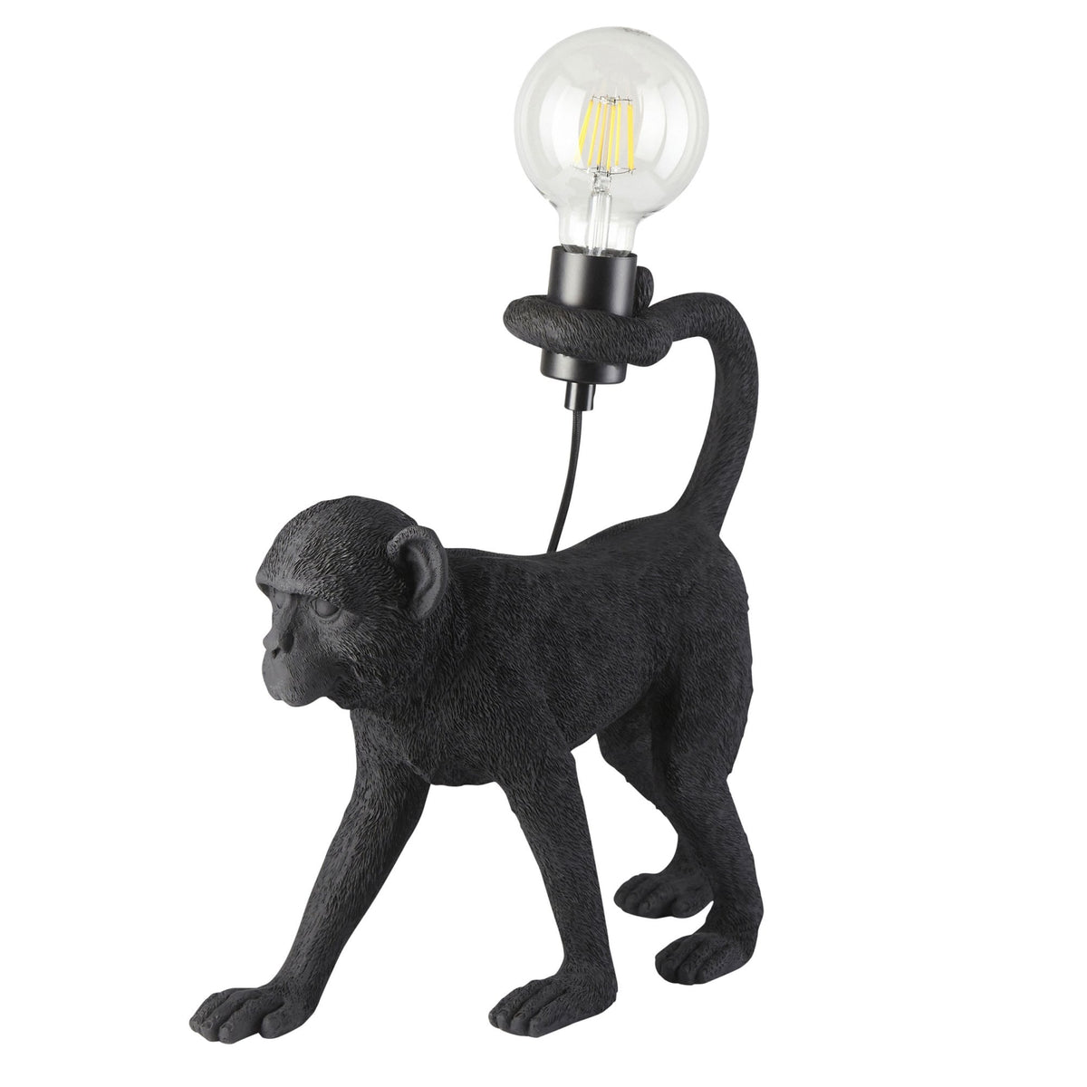 Capuchin Monkey Table Lamp in Matt Black