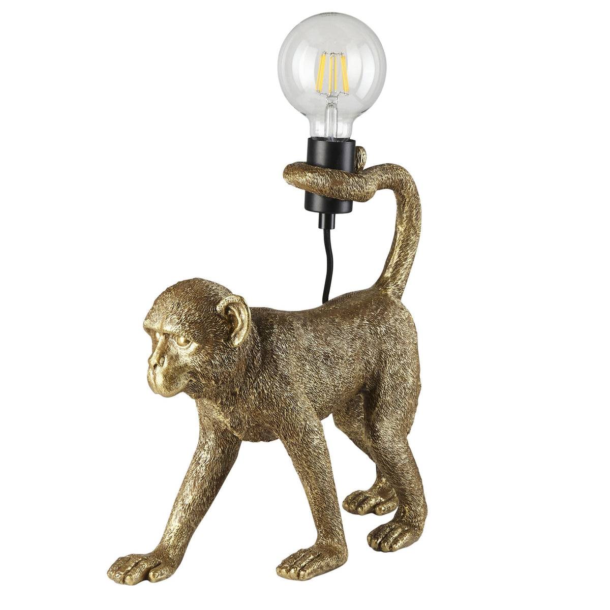 Capuchin Monkey Table Lamp in Vintage Gold