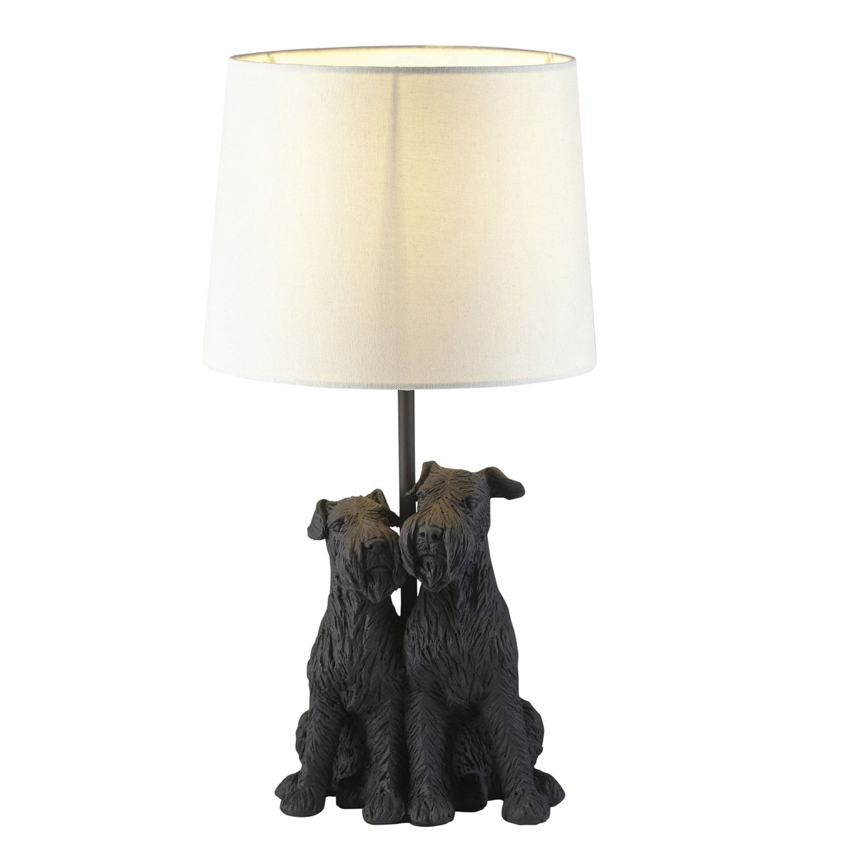 Westie Table Lamp in Matt Black with Natural Fabric Shade