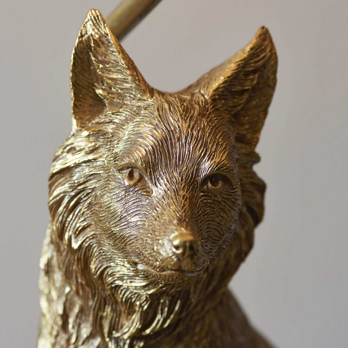 Fox Table Lamp in Vintage Gold with Black Tapered Fabric Shade