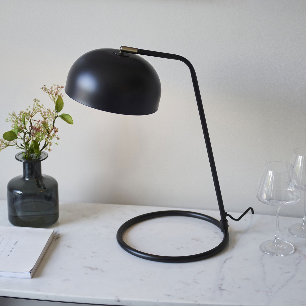 Brair Table Lamp in Matt Black & Antique Brass