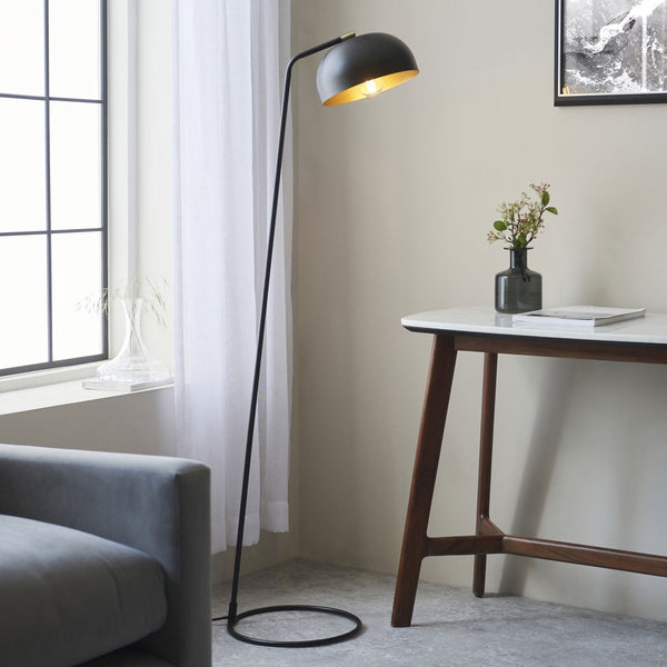Brair Floor Lamp in Matt Black & Antique Brass