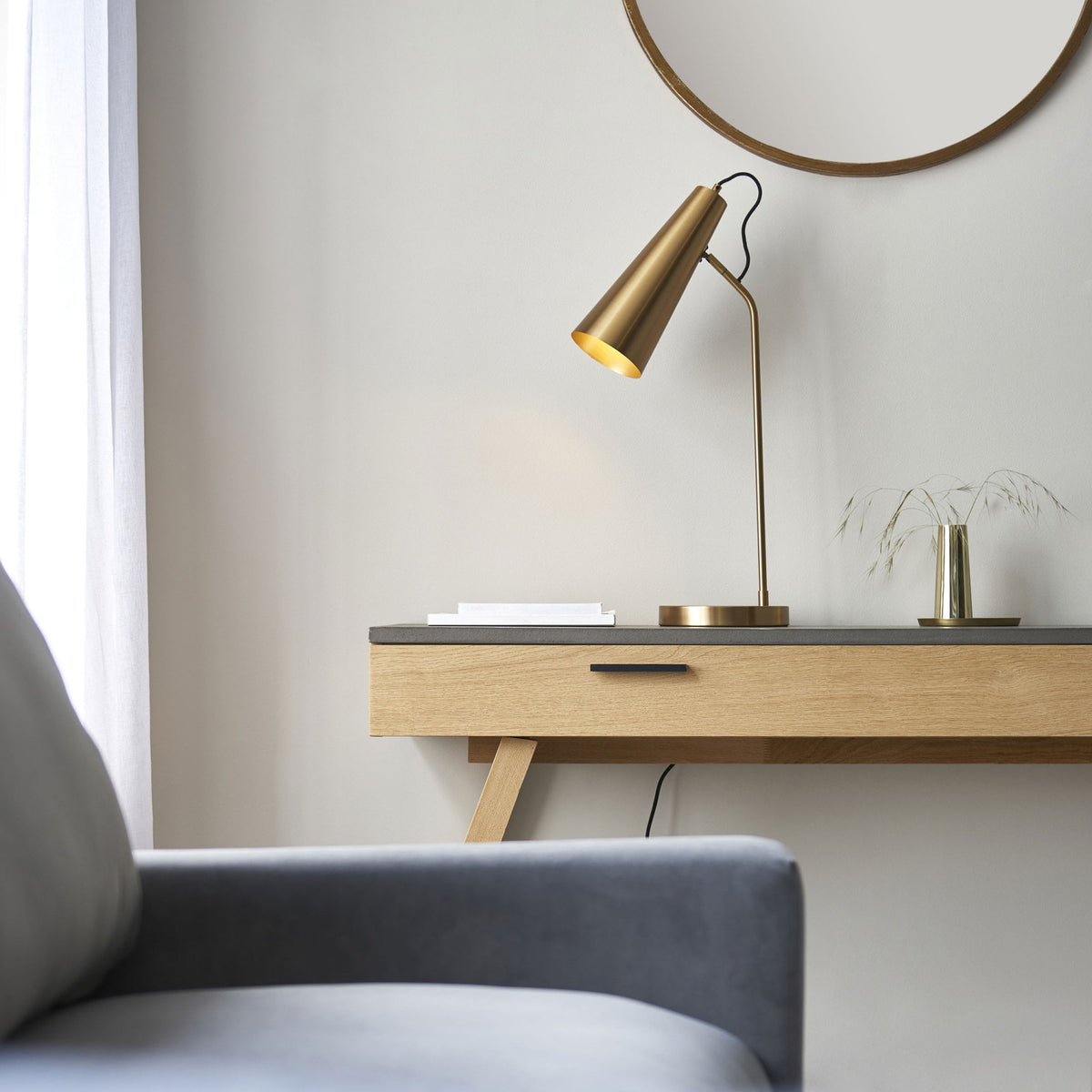 Karna Task Table Lamp in Antique Brass