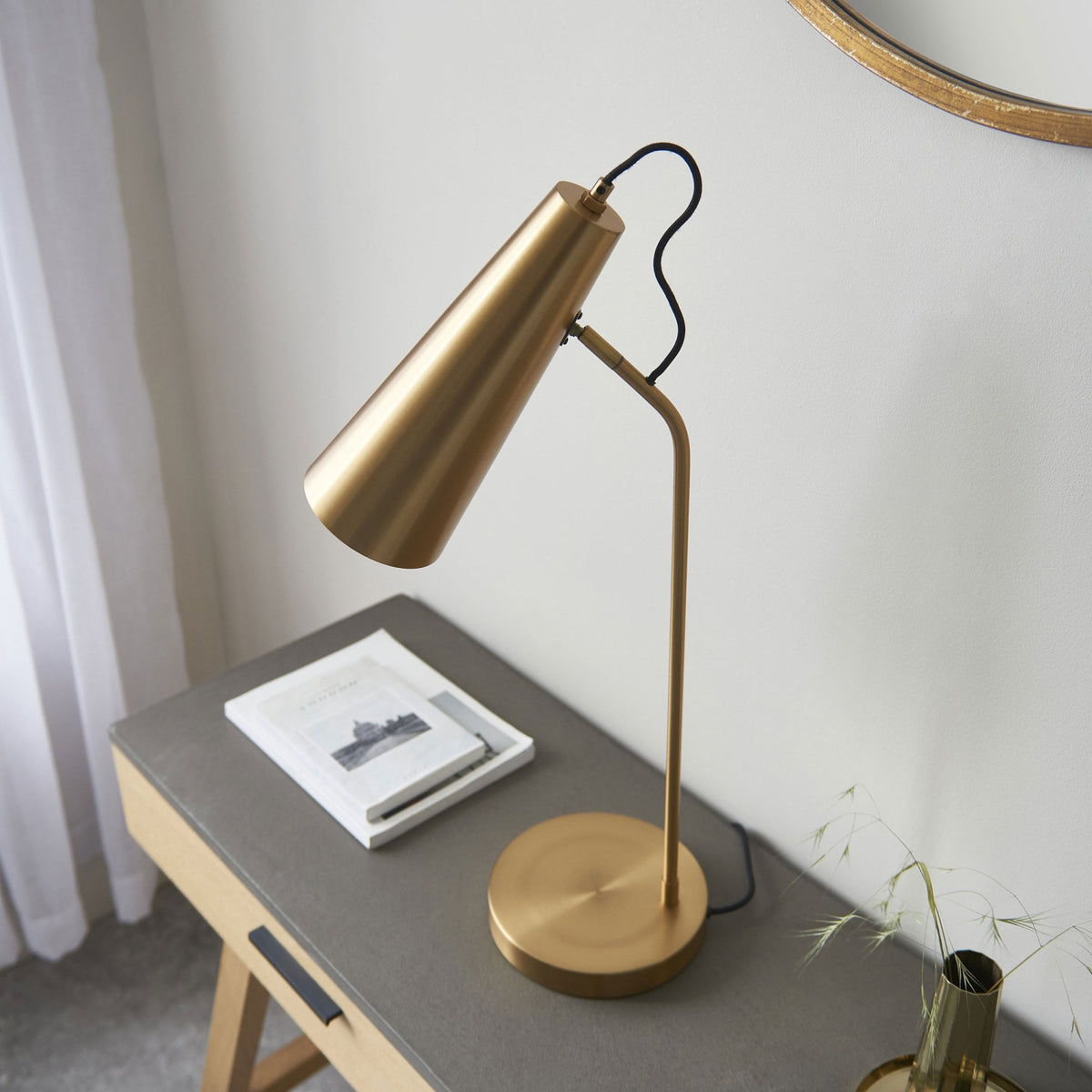 Karna Task Table Lamp in Antique Brass