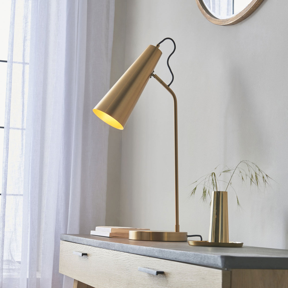 Karna Task Table Lamp in Antique Brass