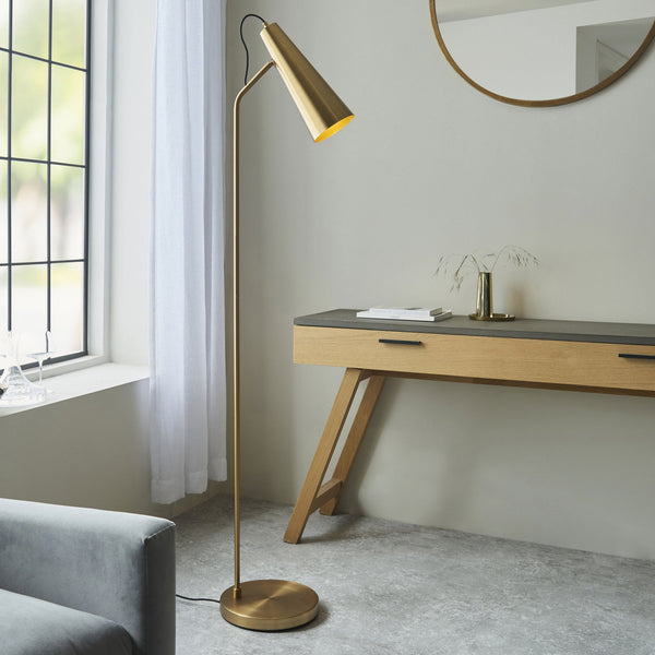 Karna Task Floor Lamp in Antique Brass