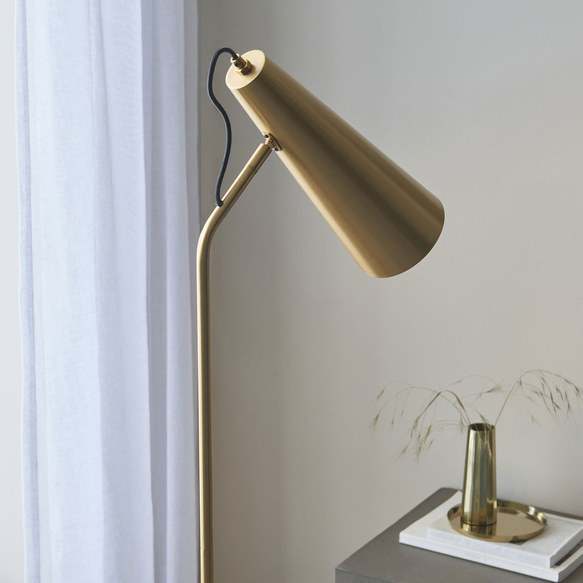 Karna Task Floor Lamp in Antique Brass
