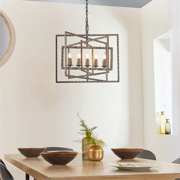 Tibbet 5 Light Hammered Bronze Effect Steel Pendant Light