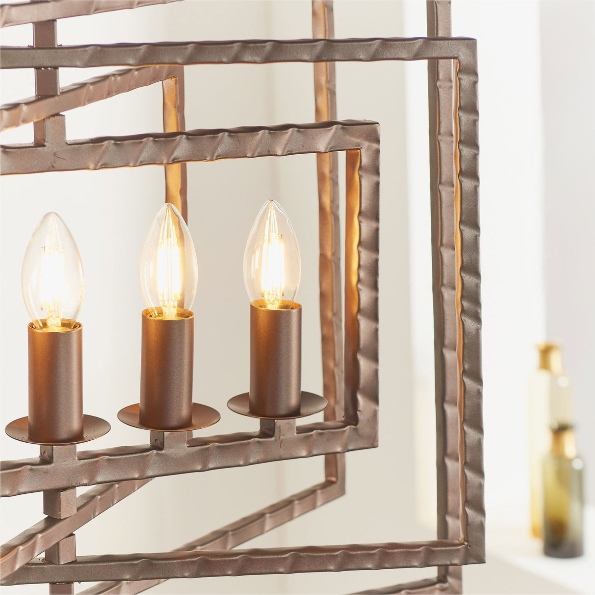 Tibbet 5 Light Hammered Bronze Effect Steel Pendant Light