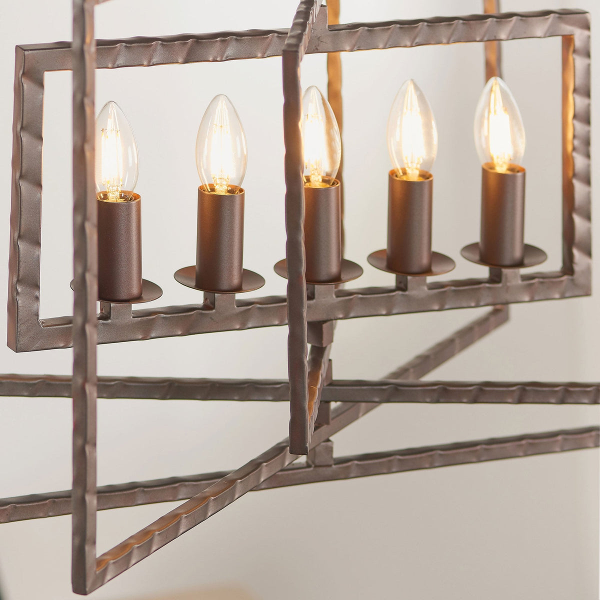 Tibbet 5 Light Hammered Bronze Effect Steel Pendant Light