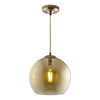 Balls 1 Large Amber Glass and Antique Brass Globe Pendant