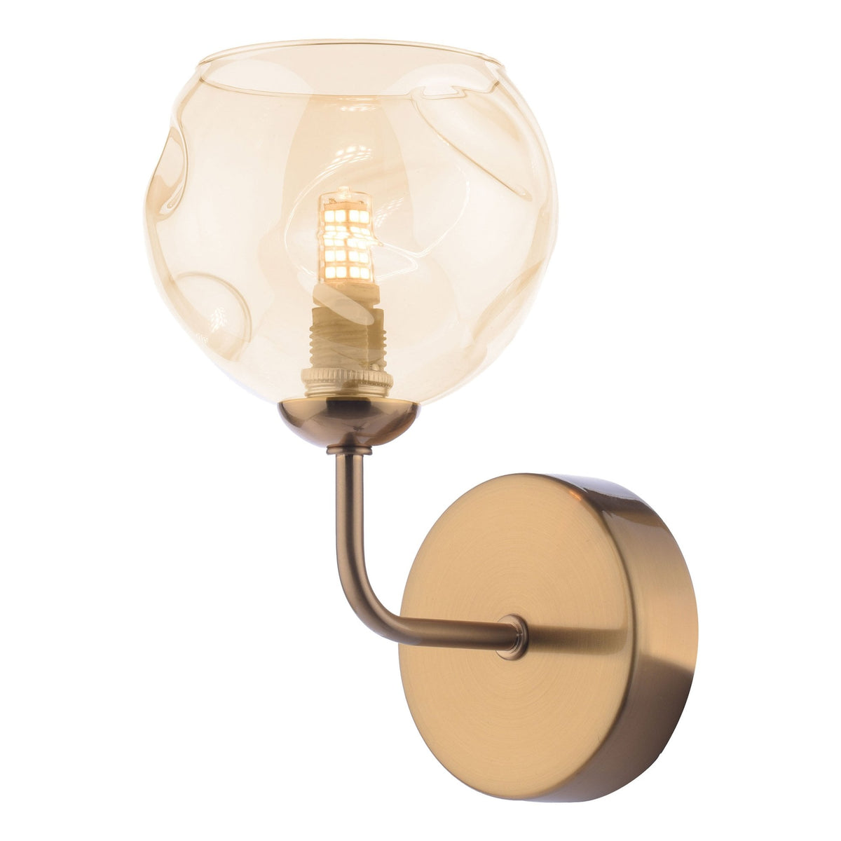 Feya Wall Light In Antique Bronze With Champagne Dimpled Glass Shade