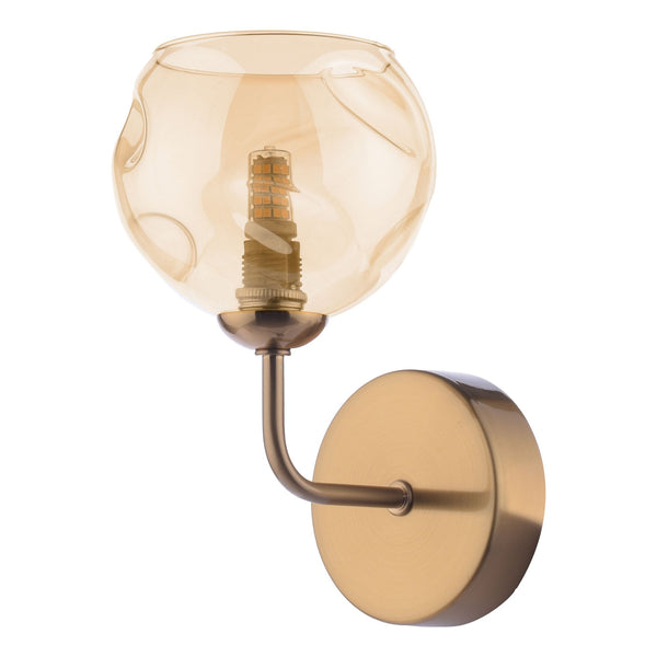 Feya Wall Light In Antique Bronze With Champagne Dimpled Glass Shade