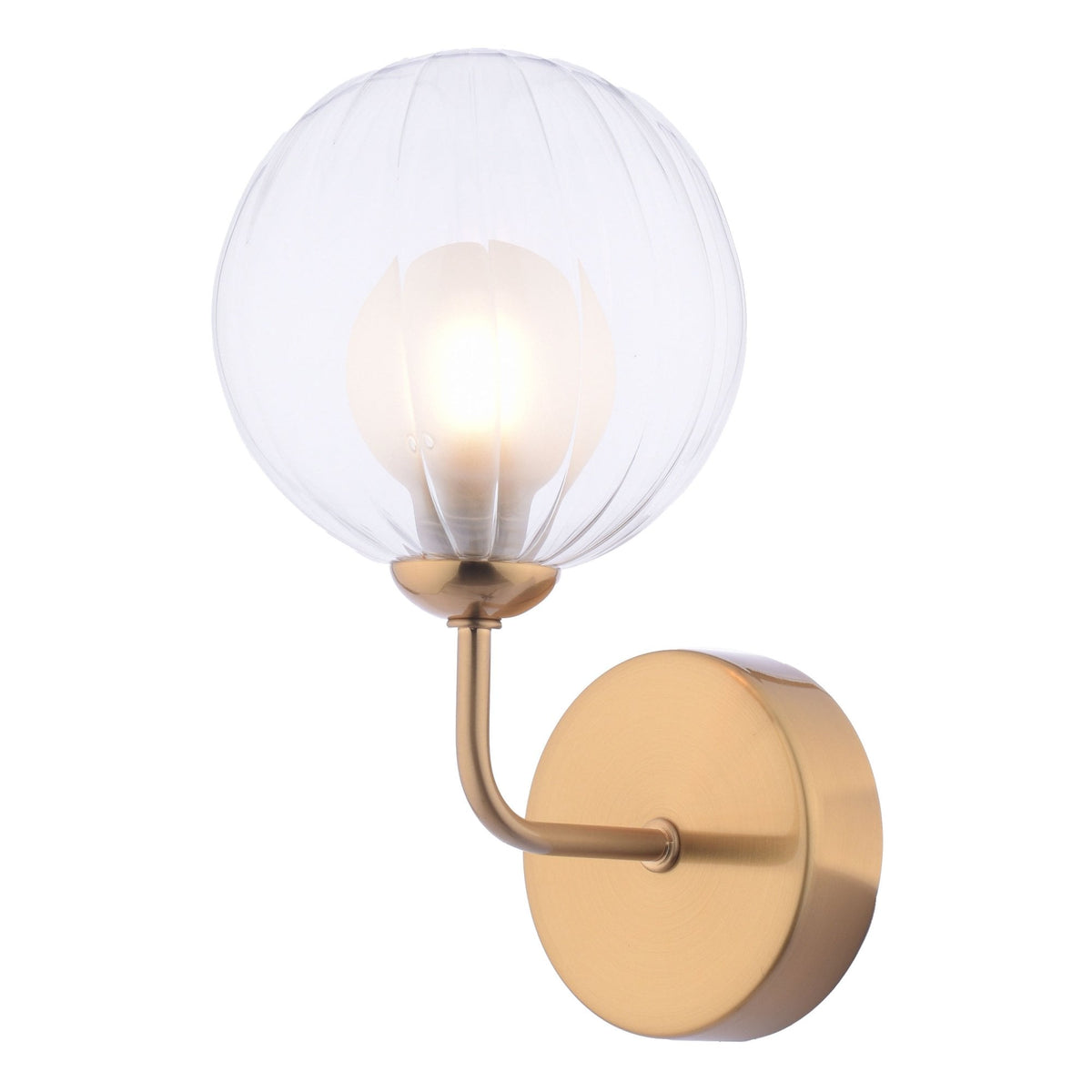 Feya Wall Light In Antique Bronze With Clear & Opal Ribbed Glass Shade