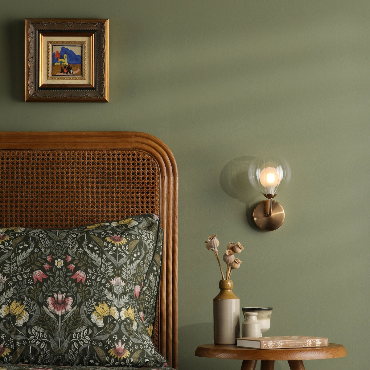 Feya Wall Light In Antique Bronze With Clear & Opal Ribbed Glass Shade