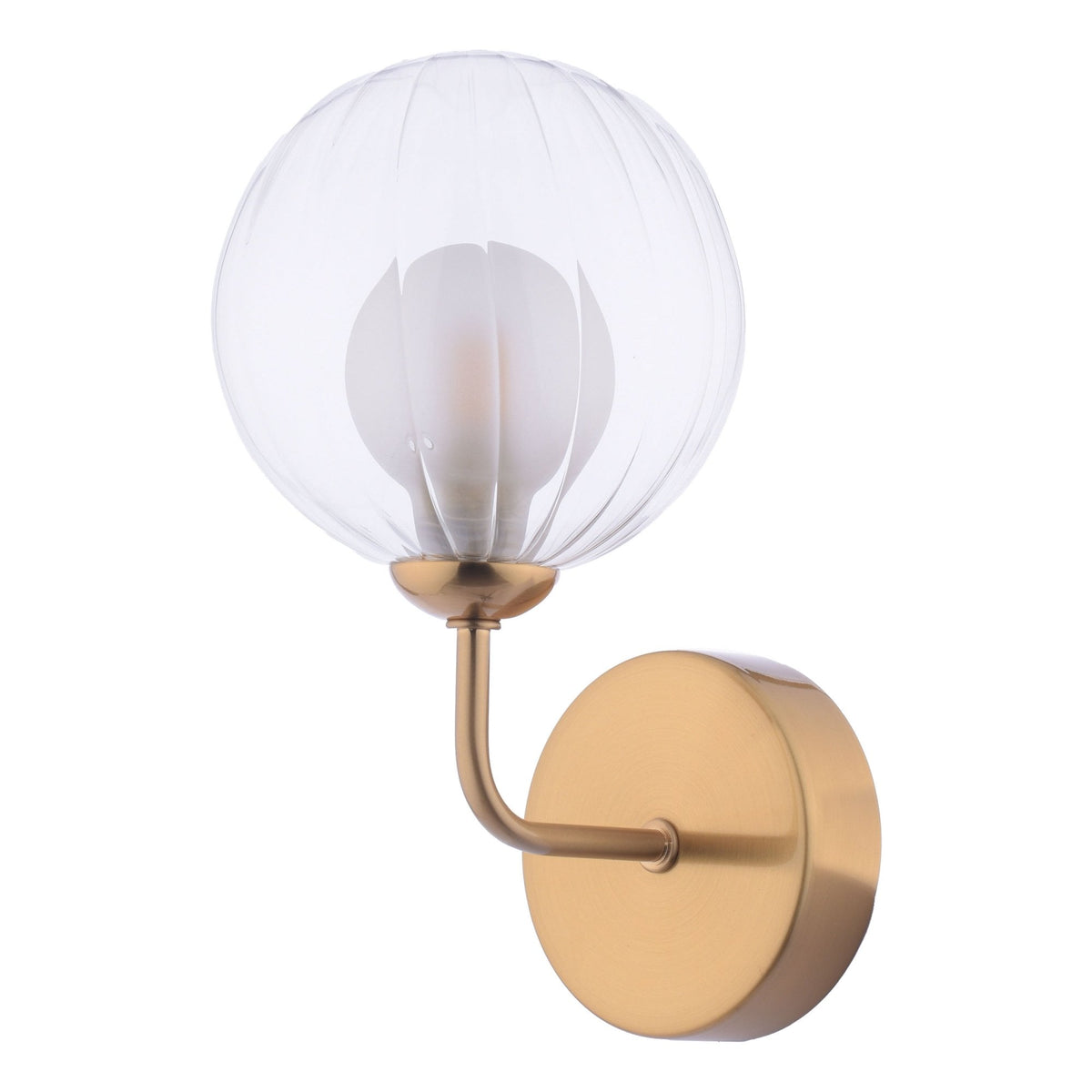 Feya Wall Light In Antique Bronze With Clear & Opal Ribbed Glass Shade