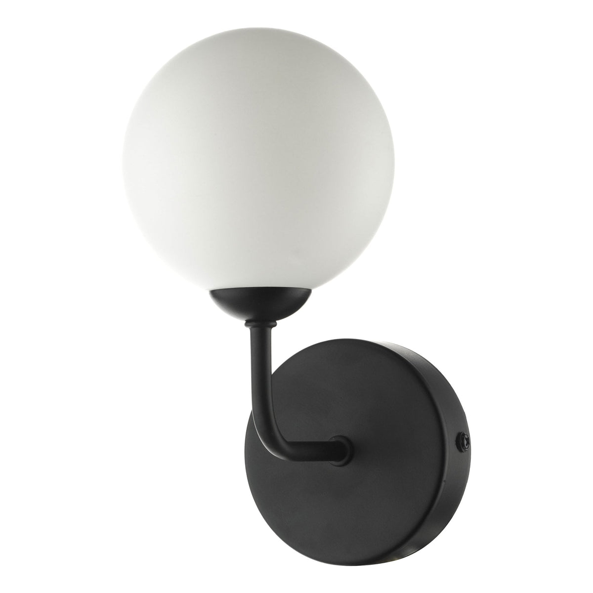Feya Wall Light In Matt Black With Opal Glass Shade