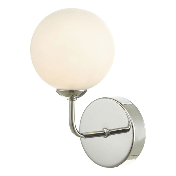 Feya Wall Light In Polished Chrome With Opal Glass Shade