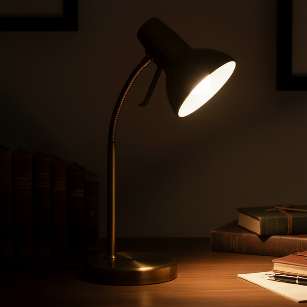 Amalfi Task Table Lamp in Antique Brass with USB Port