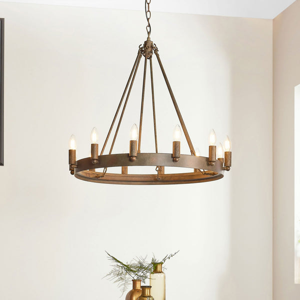 Chevalier Aged Metal Effect 12 Light Ring Pendant Light