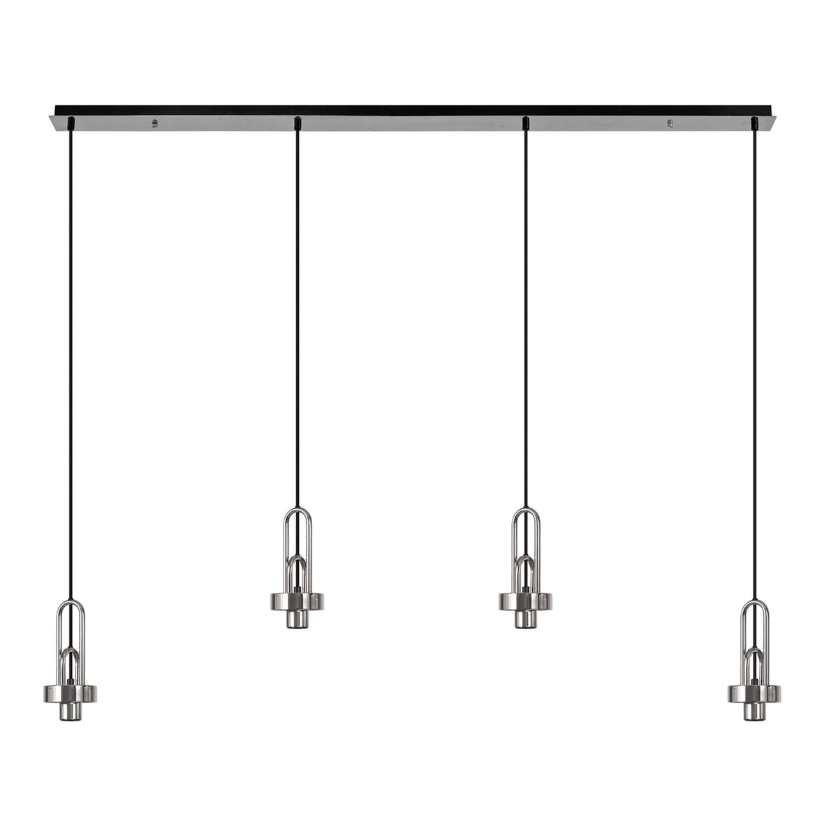 Atherington 4 Drop Linear E27 Suspension Kit in Polished Nickel & Matt Black