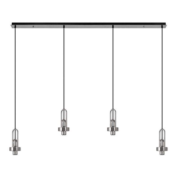 Atherington 4 Drop Linear E27 Suspension Kit in Polished Nickel & Matt Black
