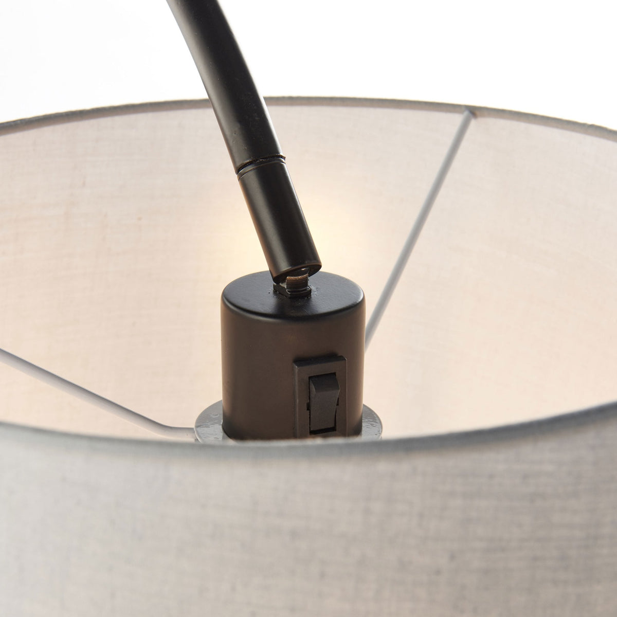 Carlson Floor Lamp in Matt Black with Light Grey Shade