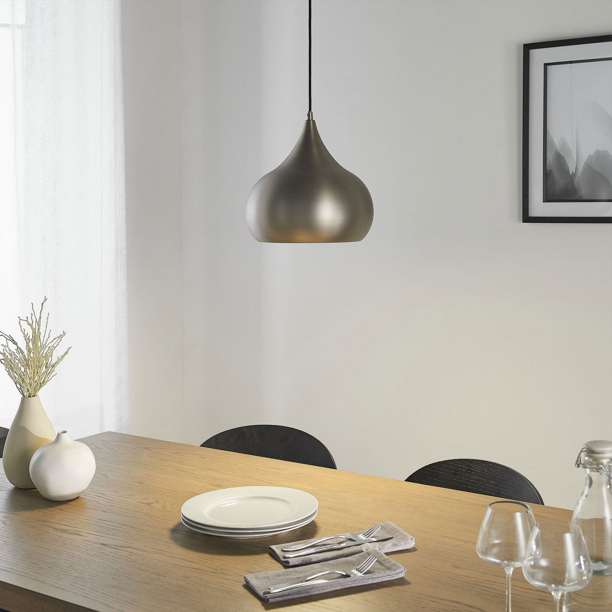 Brosnan Single LED Pendant Light in Matt Nickel